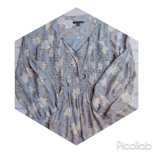 American Eagle Outfitters Blue/White Floral Blouse - Picture 2 of 5